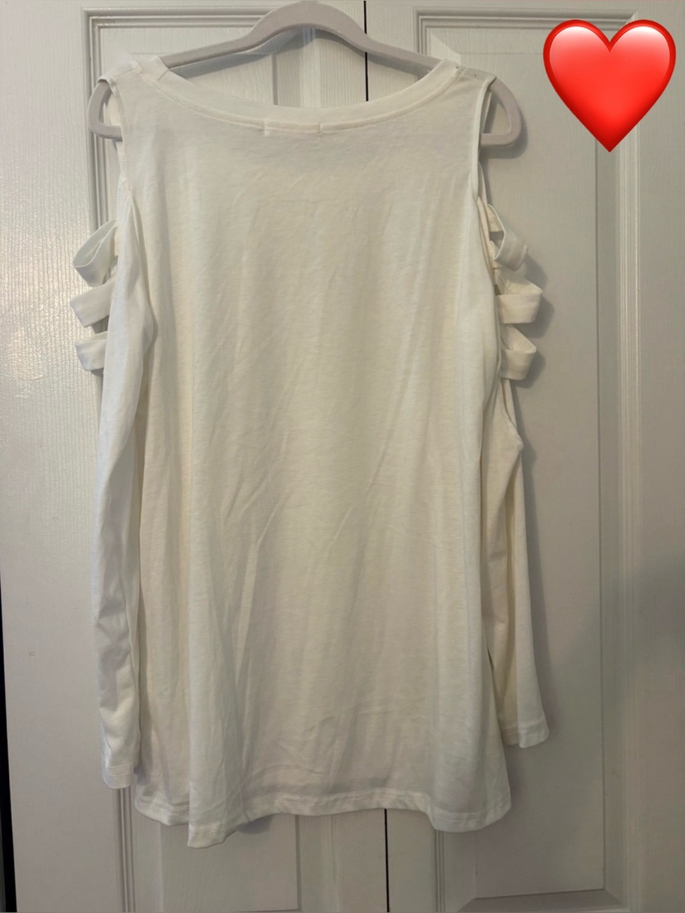 Leo Rosi White Cold-Shoulder Long Sleeve Top with Ladder Sleeve Ties